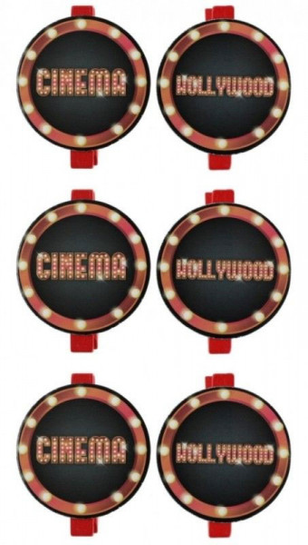 6 Hollywood Glasdekorationen Kinohit 4cm