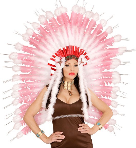 Chief feather headdress white-pink 5