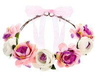 Vista previa: Corona de flores de primavera rosa 17cm
