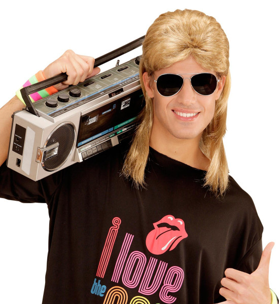Blonde mullet wig with glasses
