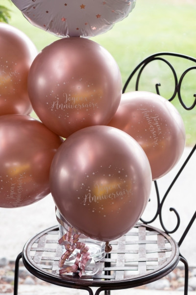 6 palloncini Joyeux Anniversaire oro rosa 30cm 3