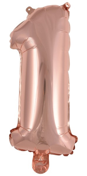 Mini folieballon nummer 1 rosé goud 40cm