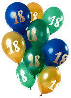 18.Geburtstag 12 Latexballons Grün Gold