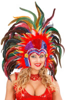 Eye-catching feather headdress colored