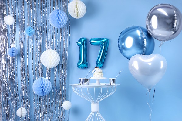 Number 7 foil balloon azure blue 35cm 2