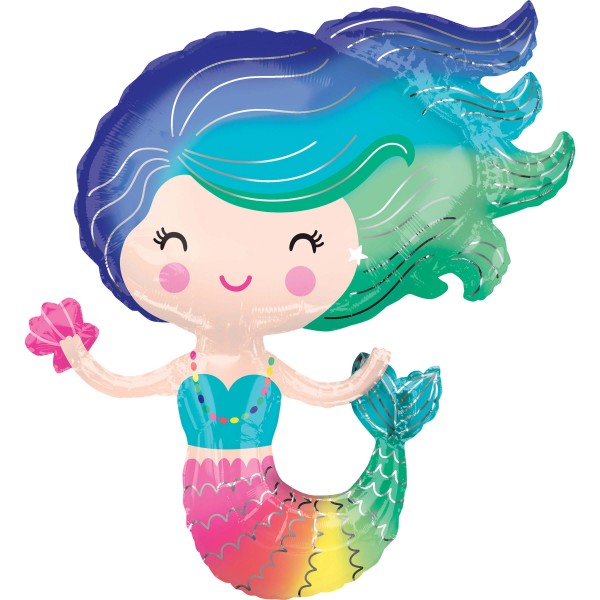 Rainbow mermaid foil balloon