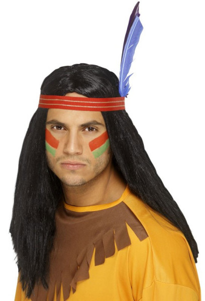 Indian blue feather wig