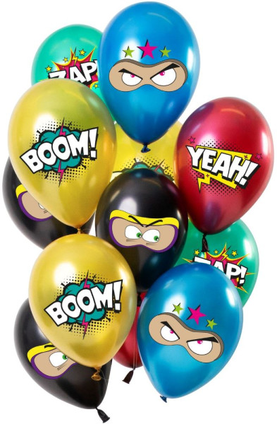 Metallic superhero balloon mix 12 pieces