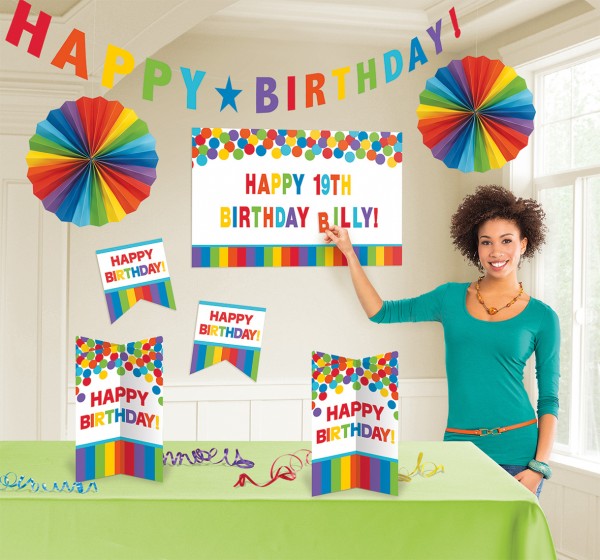 Rainbow Party Deko Set Happy Birthday