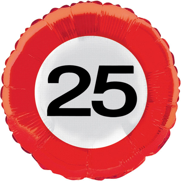 Balon foliowy 25. urodziny jako znak drogowy