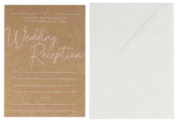 10 cartes d'invitation avec enveloppe Rustic Romance
