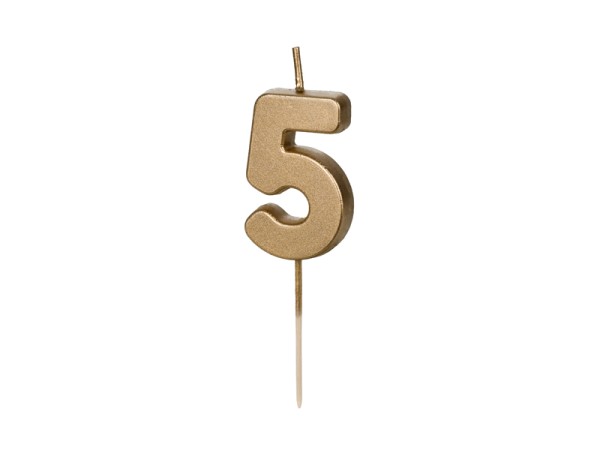 Goldene Zahl 5 Geburtstagskerze 4.5 cm