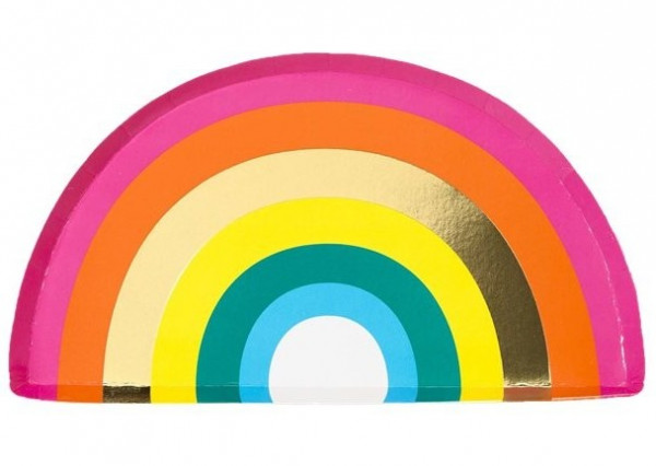12 Rainbow Paper Plates 25.5cm