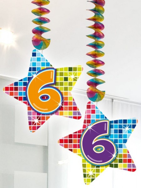 2 spiral hangers with stars 6th birthday