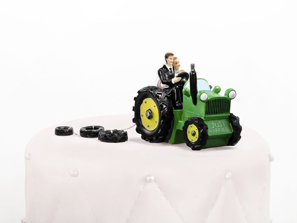 Ländliche Brautpaar Tortenfigur mit Traktor 3