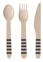 24 pcs. Wooden cutlery soccer party