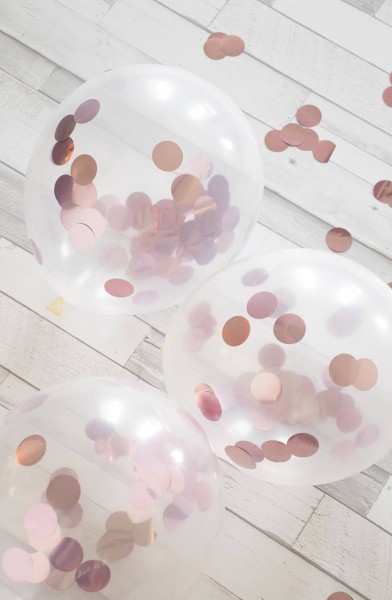 4 globos con confeti rosa 30cm