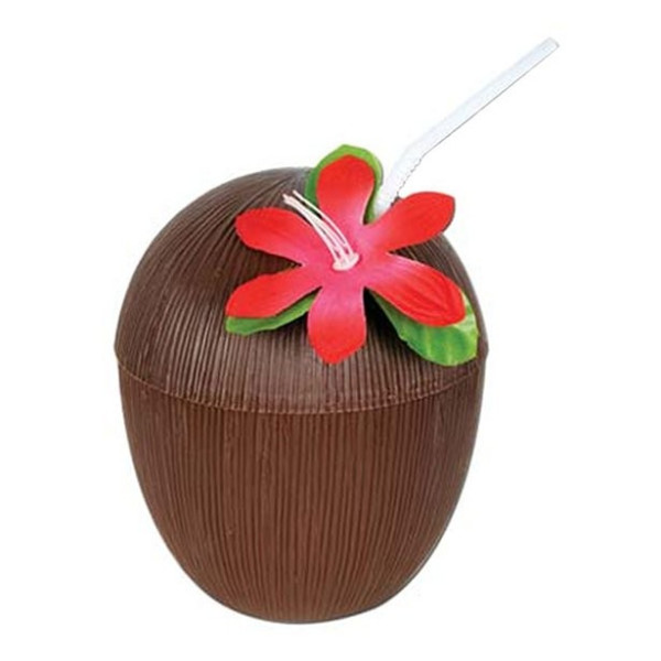 Kokosnød krus Luau med låg og drikke halm 530ml