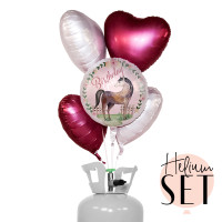 Vorschau: Charming Horse Birthday Ballonbouquet-Set mit Heliumbehälter