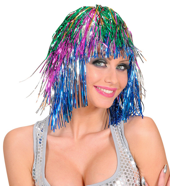 Kolorowa peruka damska z połyskiem disco