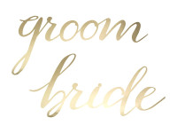Chair signs Groom Bride Gold Metallic