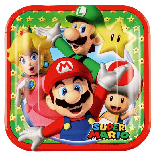 8 platos de papel Super Mario World 18cm