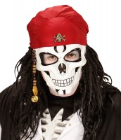 Vista previa: Máscara de calavera pirata con pañuelo rojo