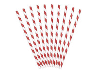 10 pailles en papier rayé rouge 19,5 cm