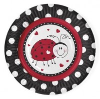 Preview: 6 ladybug party paper plates 18cm