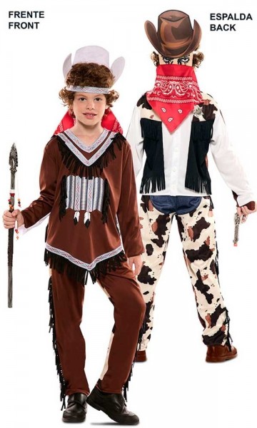 Omkeerbaar kostuum voor kinderen uit het wilde westen