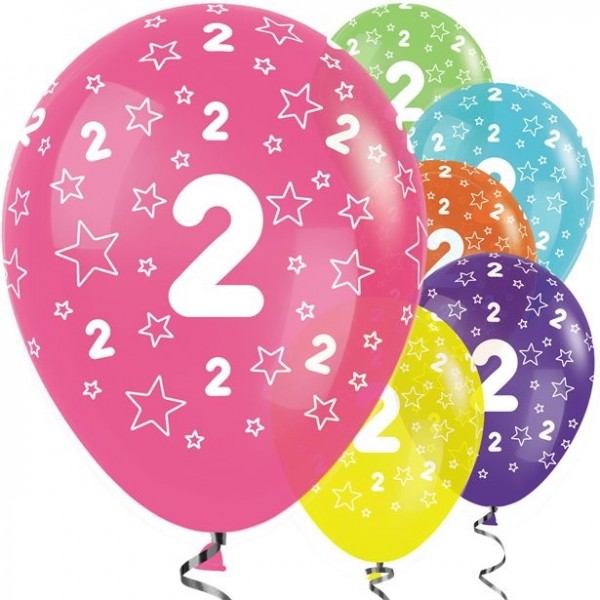 25 palloncini 2 ° compleanno appariscenti 30 cm