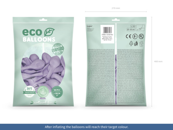 100 balonów eco pastel lawenda 30cm
