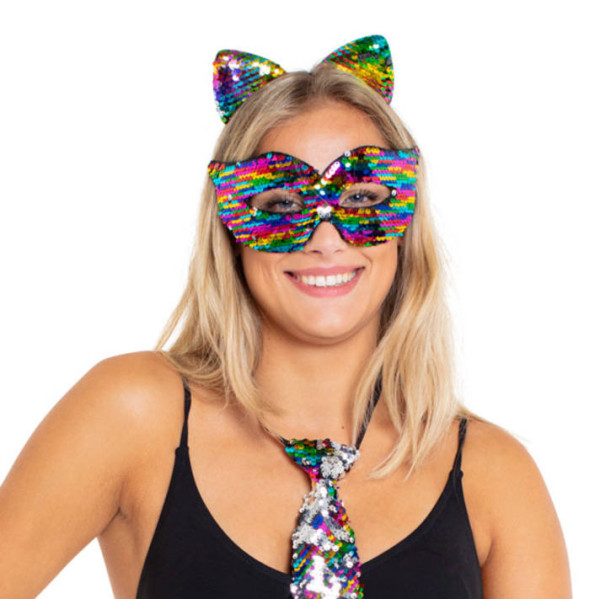 Rainbow Party Augenmaske mit Wendepailletten