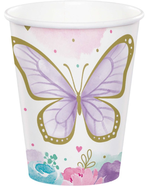8 vasos de papel Fly Butterfly 250ml