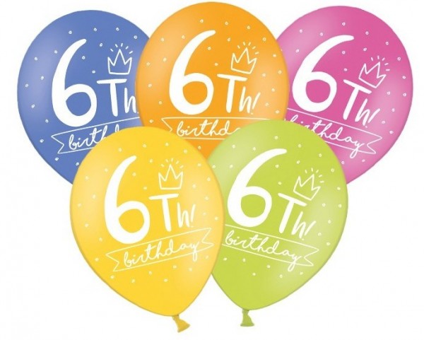 6 My 6th Birthday balloons 30cm