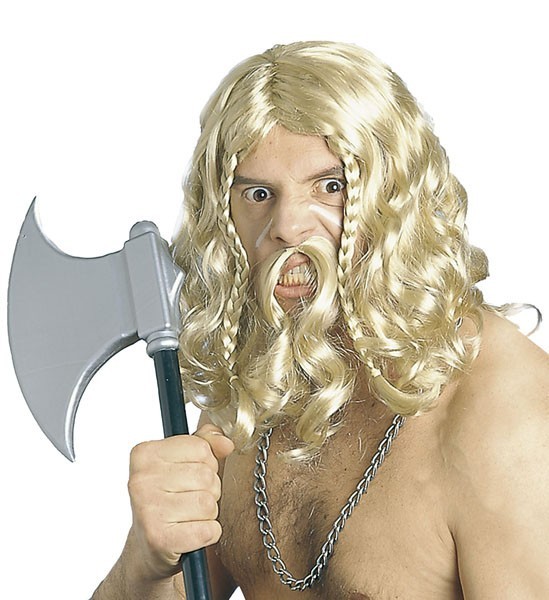 Blond hjor viking paryk med skæg