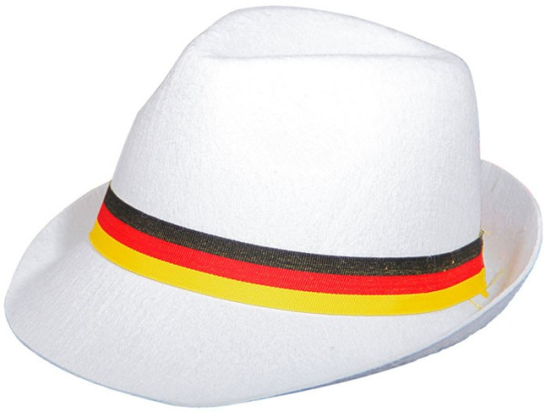 Biała czapka imprezowa z niemiecką wstążką