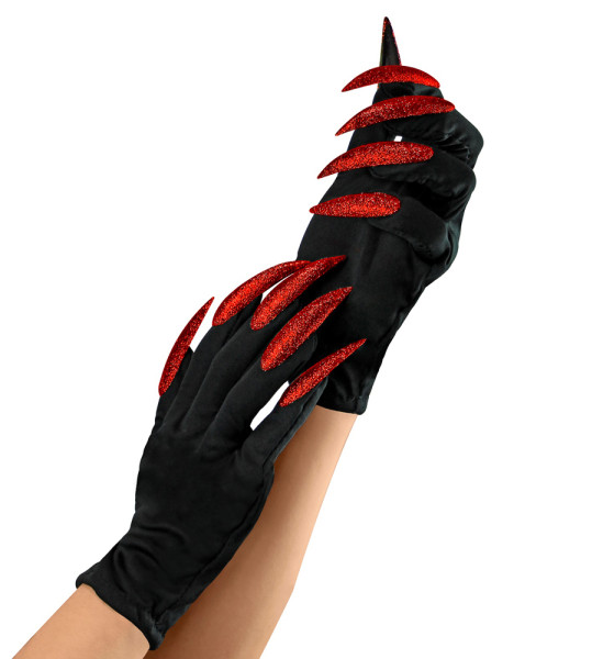 Hexen Handschuhe mit roten Fingernägeln