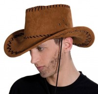 Preview: Brown cowboy hat suede look