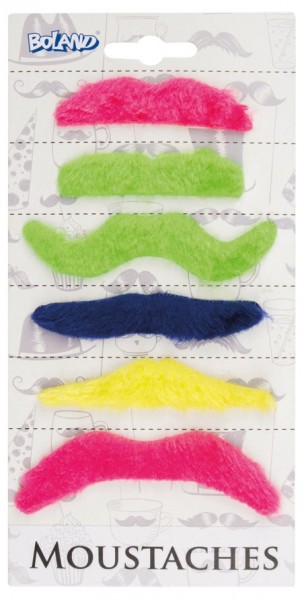 Mustache party sæt farverig