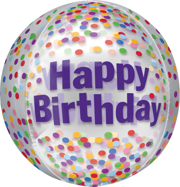 Orbz ballon Happy Birthday confetti