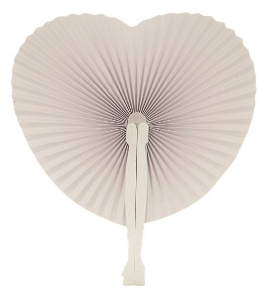 White paper heart fan 14cm