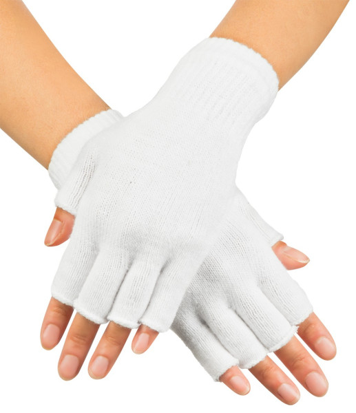 Fingerless gloves in white