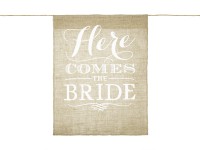 Here comes the bride jute sign 41 x 51cm