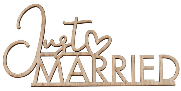 6 Natural Just Married wood cutouts