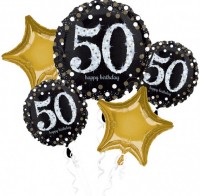Gouden 50ste Verjaardag ballonboeket 5 stuks