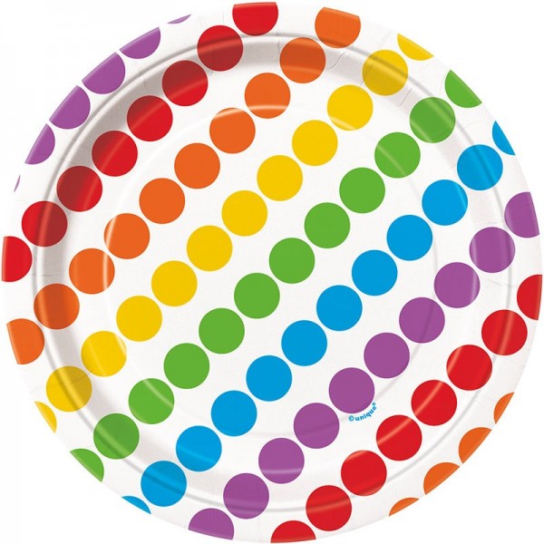 8 piatti di carta colorata Rainbow Party 18cm