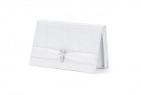 Vista previa: Caja de regalo blanca nacarada con decoración cruzada