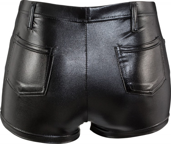 Sexy leather look hot pants black