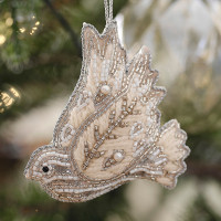 Preview: Embroidered lovebirds tree ornament
